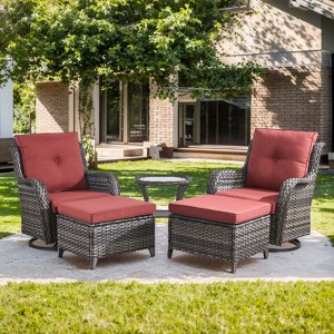 Gymojoy Outdoor Swivel Chair with Ottoman High Back Glider Chair with Soft Cushion - 1 of 4
