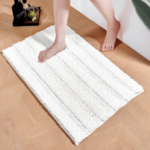 Deconovo Striped Chenille Non Slip Bath Mat Soft Absorbent - 1 of 4