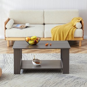 Damerin Modern 2-Tier MDF Rectangular Accent Coffee Tables-Gray - 1 of 4