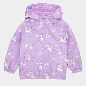 Rokka&Rolla Toddler Girls' Fleece Lined Full Zip Windbreaker Rain Jacket - 1 of 4