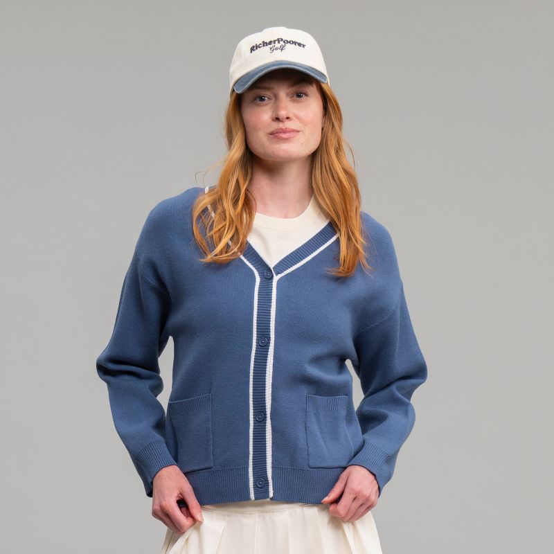 Richer Poorer Women's Piped Knit Cardigan - Navy Blue XS