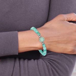 Chisel Stainless Steel Polished 6.5mm China Amazonite Beaded 7" Stretch Bracelet - 1 of 4