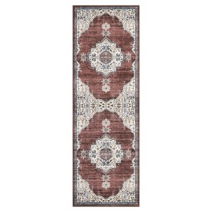 COZONY Vintage Medallion Washable Rug, Non-Slip Low Pile Thin Area Carpet for Living Room Bedroom Office - 1 of 4