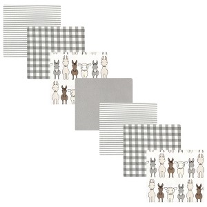 Hudson Baby Cotton Flannel Receiving Blankets Bundle, Farm Friends Cream, One Size - 1 of 4