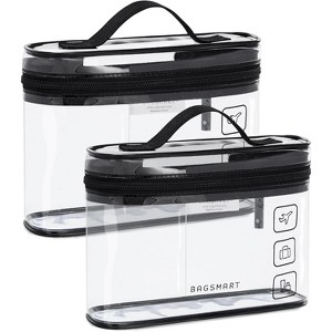 TSA Approved Toiletry Bag, 2 Pack Clear Makeup Cosmetic Bag Organizer, Quart Size Travel Bag for Toiletries - 1 of 4