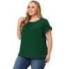 Agnes Orinda Women's Plus Size Elegant Pleated Petal Tulip Short Sleeve Office Work Summer Blouses - 3 of 4