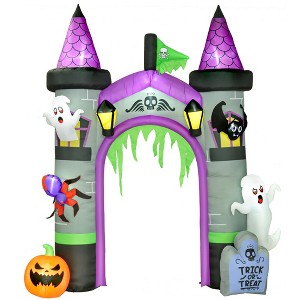 Outsunny 11.8' H Large Halloween Inflatable Archway Ghost Bat Pumpkin Spider, Halloween Decoration with LED Lights for Garden Indoor Outdoor - 1 of 4