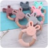 MyKids-USA Baby Food-Grade Teething Rattle, Teething Aid for Babies, Wooden and Silicone Rabbit Teething Bracelet - 4 of 4