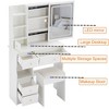 Small Size Left Drawer Makeup Vanity Desk With Cushioned Stool, Power Station, Makeup Table Set with Extra Large Touch Control Sliding LED Mirror - 3 of 4
