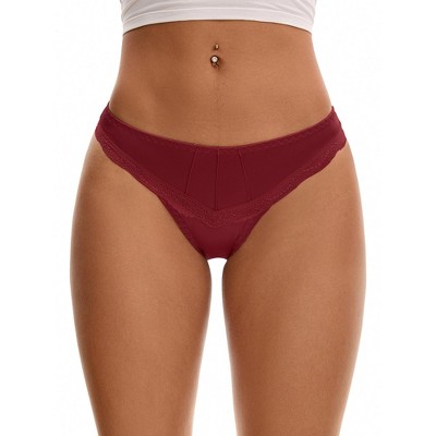 INSPIRE CHIC Women's Satin Silky Hipster Low Waisted Lace Trimmed Briefs
