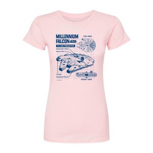 Women's - Star Wars - Millennium Falcon Schematic Fitted Graphic T-Shirt - 1 of 1