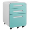 TIRAMISUBEST 3 Drawer Mobile File Cabinet Under Desk Office - White+Green Mobile File Cabinet - 4 of 4