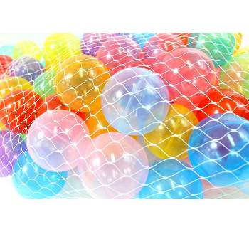 Insten 100 Pieces Transparent Phthalate-Free Crush Proof Play Balls with Mesh Storage Net for Kids and Children's Play Tent