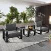 YOOCOZZ 3-Piece Aluminum Patio Set with Thick Cushions and Coffee Table - Gray And Black - 2 of 4