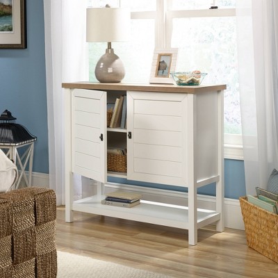 Cottage Charm 39" Freestanding White and Lintel Oak Storage Unit