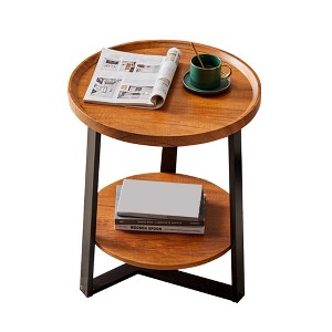 Round Coffee Table, 2-tier Modern Side Table With Storage Shelf, Round Coffee Table Sofa Table - 1 of 1