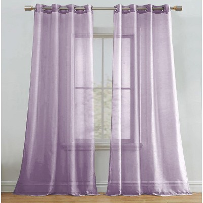 Home Mart Goods Lavender Sheer Window Grommet Curtain Set 84" Inches Long ( 2 Panels)