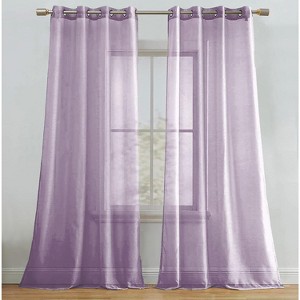 Home Mart Goods Lavender Sheer Window Grommet Curtain Set 84" Inches Long ( 2 Panels) - 1 of 4