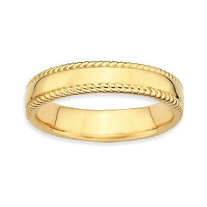 Black Bow Jewelry 14k Yellow Gold Plate Sterling Silver Stackable Rope Edged 4.25mm Band - 1 of 4