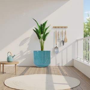 Wooakway 16" Dia Outdoor Indoor Ceramic Planter Pot Decorative Planter with Drainage Hole Patio Flower Pot - 1 of 4