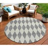 Gray And Ivory Geometric Washable Indoor Outdoor Area Rug - 2 of 4