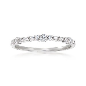 Ross-Simons 0.20 ct. t.w. Round and Baguette Diamond Ring in 14kt White Gold - 1 of 4