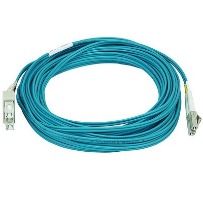 Monoprice Fiber Optic Cable - 10 Meter - Aqua | LC to SC, OM3, 50/125 Type, Multi Mode, 10Gb, Duplex