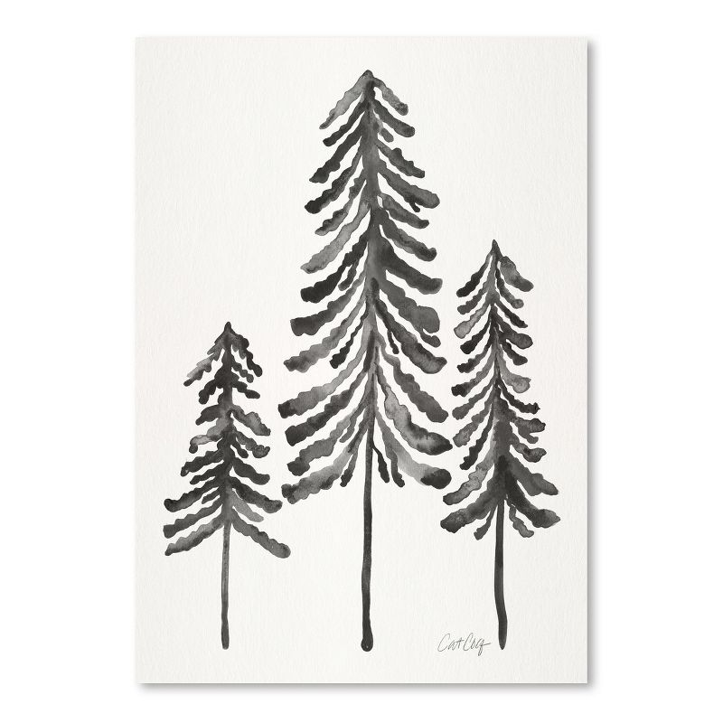 Americanflat Minimalist Botanical Pine Trees Black By Cat Coquillette Poster, 1 of 7