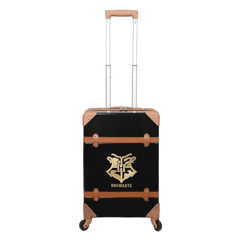 Harry Potter Golden Hogwarts Crest Adult 20” Black Rolling Luggage, 1 of 7