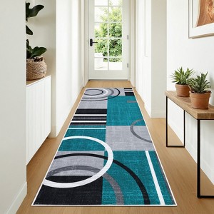 Washable Area Rug Modern Geometric Accent Rug, Non-Slip Contemporary Floor Mat - 1 of 4