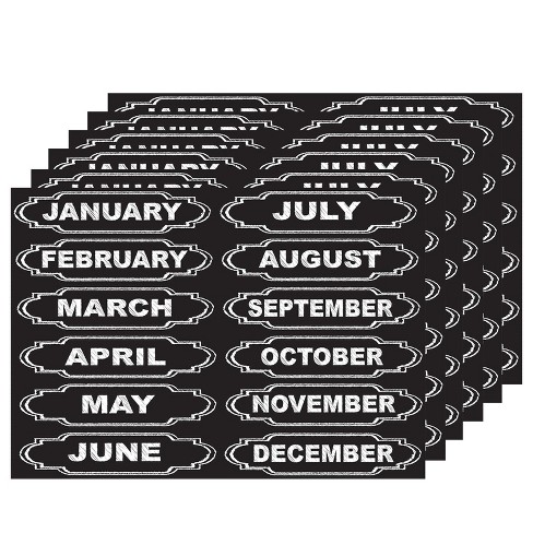 Ashley Productions Die-Cut Magnets, Chalkboard Calendar Months, 12 per Pack, 6 Packs
