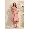 Summer Maternity Dress Ruffle Tiered Dress Smocked Shirred Midi Dress with Mini Cap Sleeve Round Neck Flowy Dress for Baby Shower Photography - 3 of 4