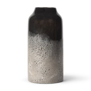 HomeRoots 10" Black And Gray Abstract Glass Cylinder Table Vase - 1 of 4