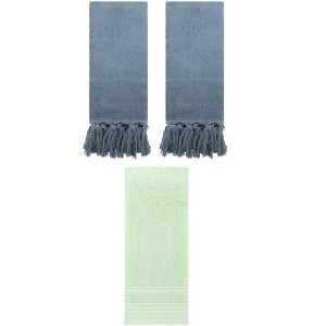 REGALWOVEN 3 Packs Striped and Tassels Hand Towels for Bathroom 14" x 30" - 1 of 4