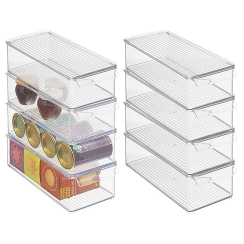 Refrigerator Organizer Bins with Lids, 8 Pack Plastic Freezer