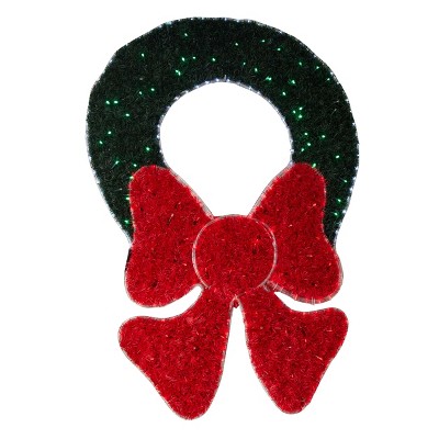 Season's Designs 4.5 ft Green Rope Light Christmas Wreath with Red Bow Indoor/Outdoor Use, LED White Lights, Requires AAA Batteries (Not Included)
