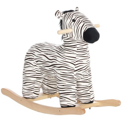 SEVOBAL Toy Vehicles Zebra Rocking Horse Ride On with Realistic Sound for Kids 2 to 4 Years, Black, 26.6"*11.6"*23.6"