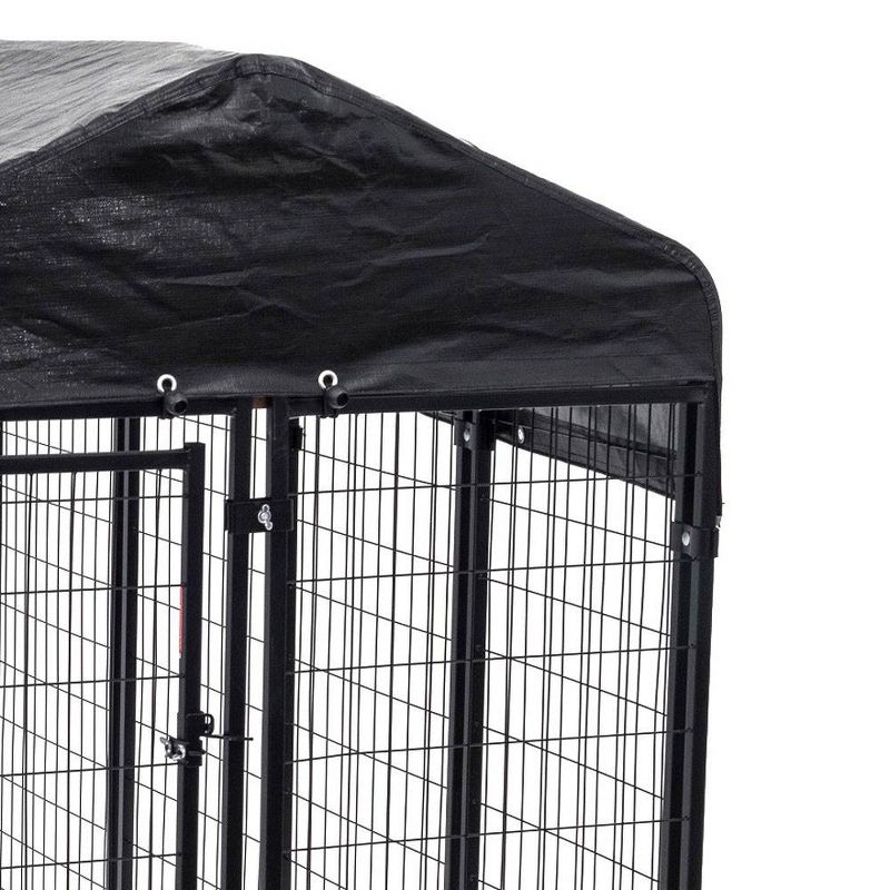 Lucky Dog 8ft x 4ft x 6ft Large Outdoor Dog Kennel Playpen Crate with Heavy Duty Welded Wire Frame and Waterproof Canopy Cover, Black (4 Pack), 2 of 7