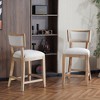 26.5" Upholstered Counter Stools Set of 2 with Backrest, Footrest, and Solid Rubberwood Frame for Home Bar or Kitchen - 2 of 4