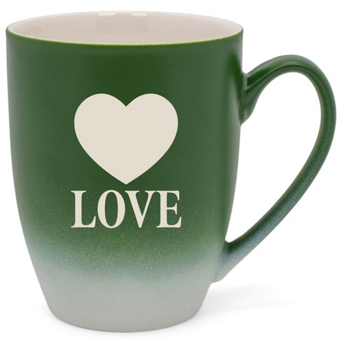 100 North Heart 10 Ounce Green and White Two Toned Ombre, Comfortably Fits Your Hands, Ceramic Tea Coffee Cup Mug, Love - image 1 of 1