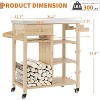 Wood Stainless Steel Rolling Grill Table with Storage, Top Pizza Oven Stand, Spice Rack, Kitchen Cart Island for Kitchen, Patio, Garden - 3 of 4
