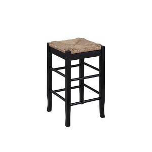 Rush Seat Hardwood Counter Height Barstool Black - Boraam - 1 of 4