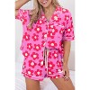 Pink Flower Print Short Sleeve Shirt Pajamas Set - 2 of 2