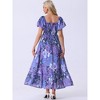INSPIRE CHIC Women's Floral Square Neck Puff Short Sleeves Boho Maxi Dress - 3 of 4