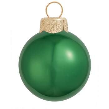 Northlight Pearl Finish Glass Christmas Ball Ornaments 3.25" (80mm) - Grass Green - 8ct