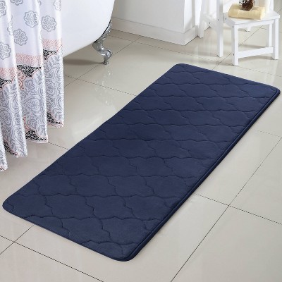 Home Amadora Quatrefoil Memory Foam Bath Runner Navy - Vcny : Target