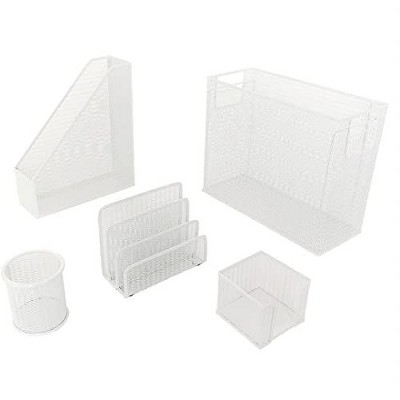 Blu Monaco 5 Piece Desk Set with  Hanging File Holder
