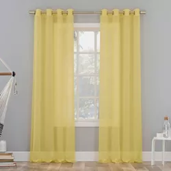 63"x51" Erica Crushed Sheer Voile Grommet Curtain Panel Yellow - No. 918