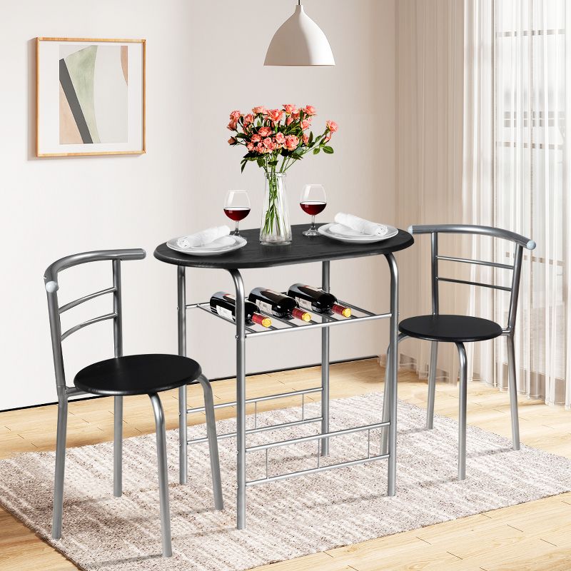 Tangkula 3 PCS Kitchen Dining Set Compact Bistro Pub 2 Chairs & Table, 2 of 8