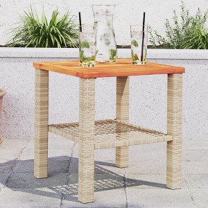 vidaXL Garden Table Beige Poly Rattan Small UV-resistant materials - 1 of 2
